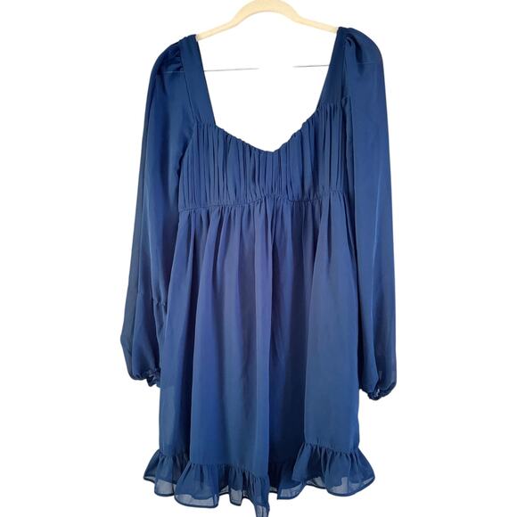 Abercrombie & Fitch Dresses & Skirts - Abercrombie & Fitch Blue Babydoll Smocked Long Sleeve Mini Dress Small Tall NWT